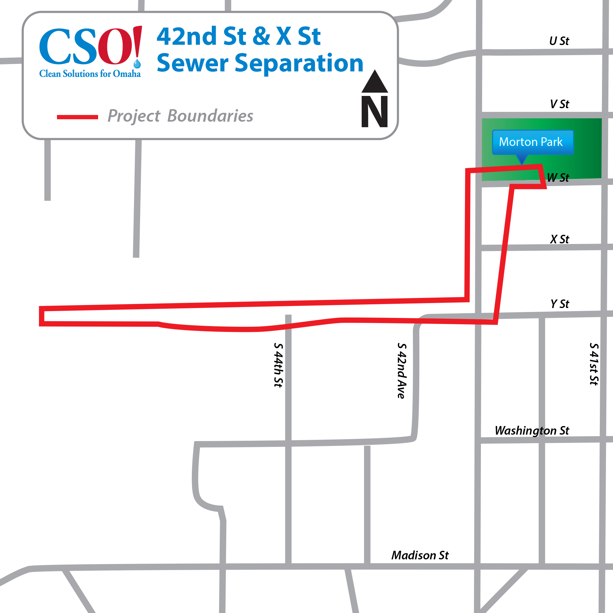 Project Map: 42nd Street & X Street Sewer Separation Project