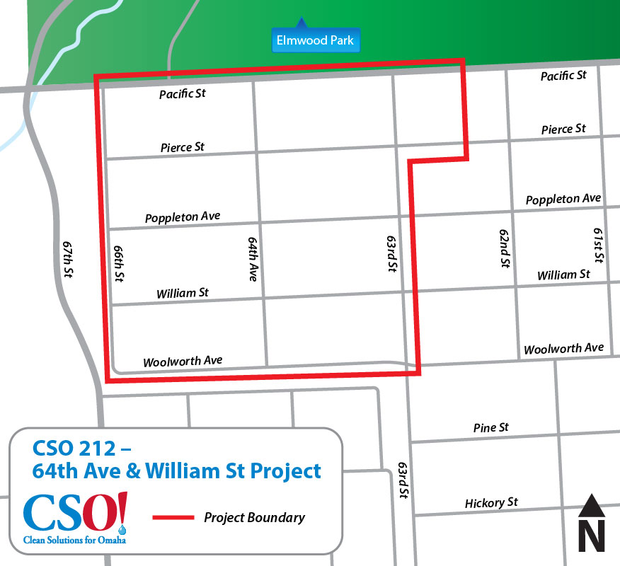 Project Map: Papillion Creek North 212 – 64th Avenue and William Street Project