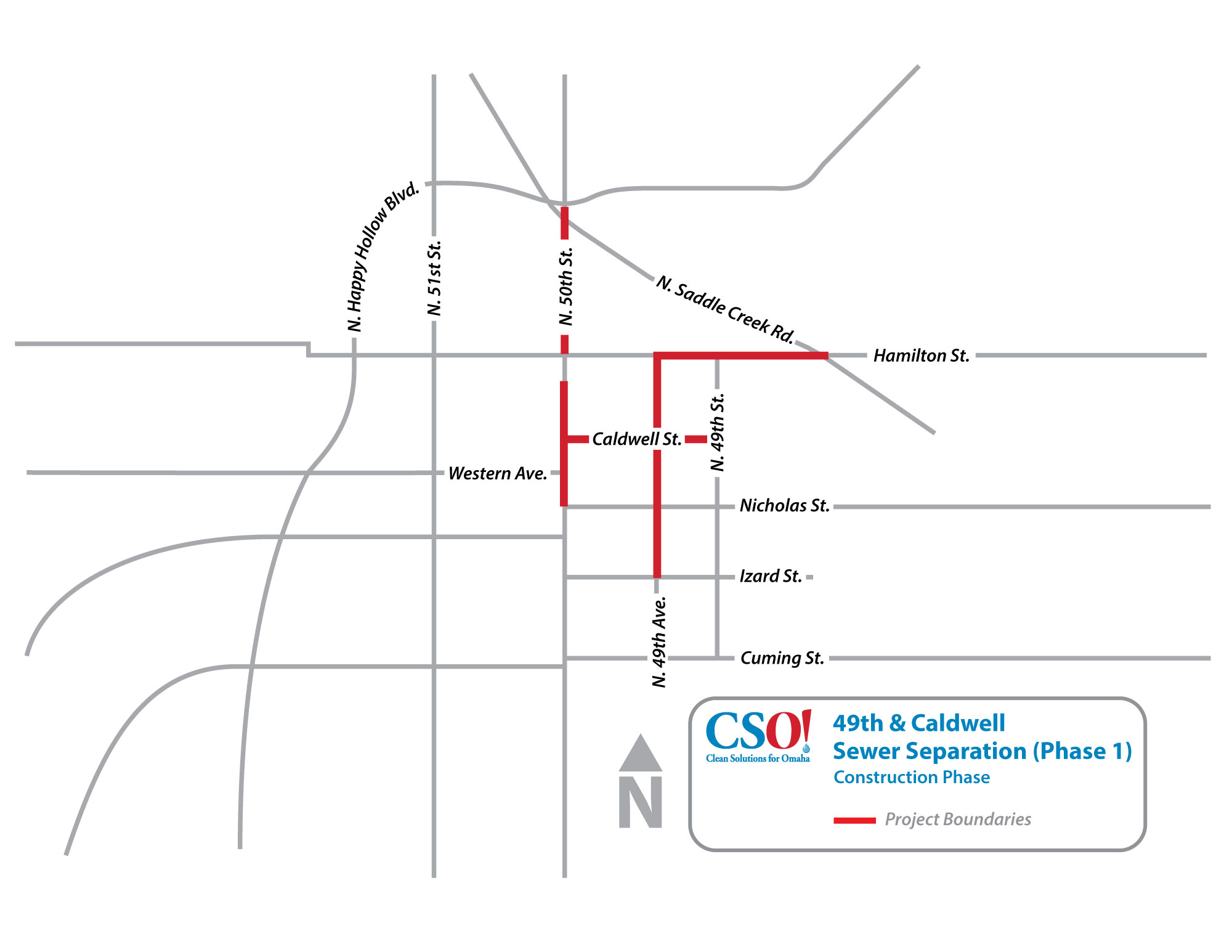 Project Map: 49th Street & Caldwell Street Sewer Separation, Phase 1