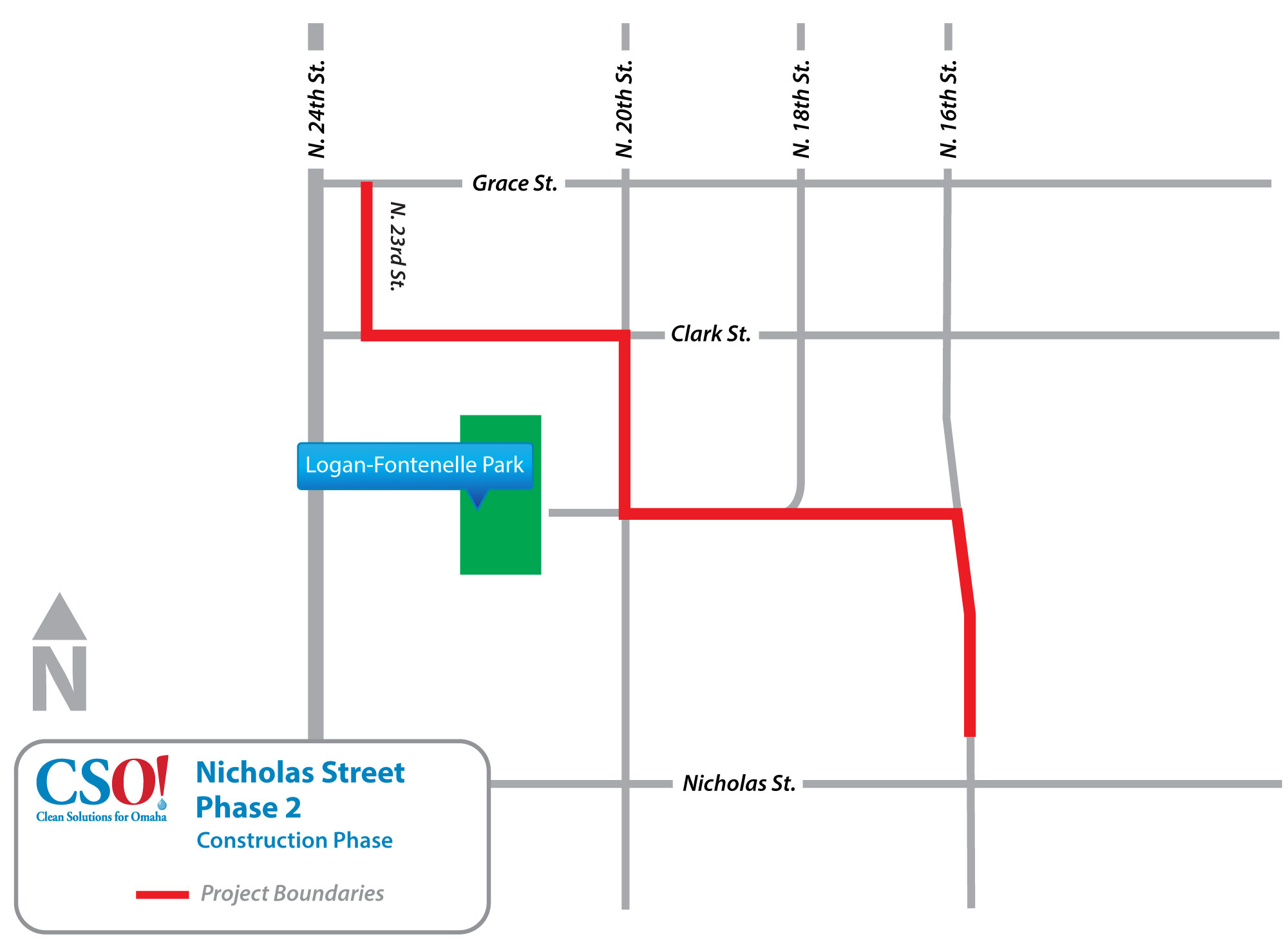 Project Map: Nicholas Street Phase 2 to 23rd & Grace Sewer Separation Project