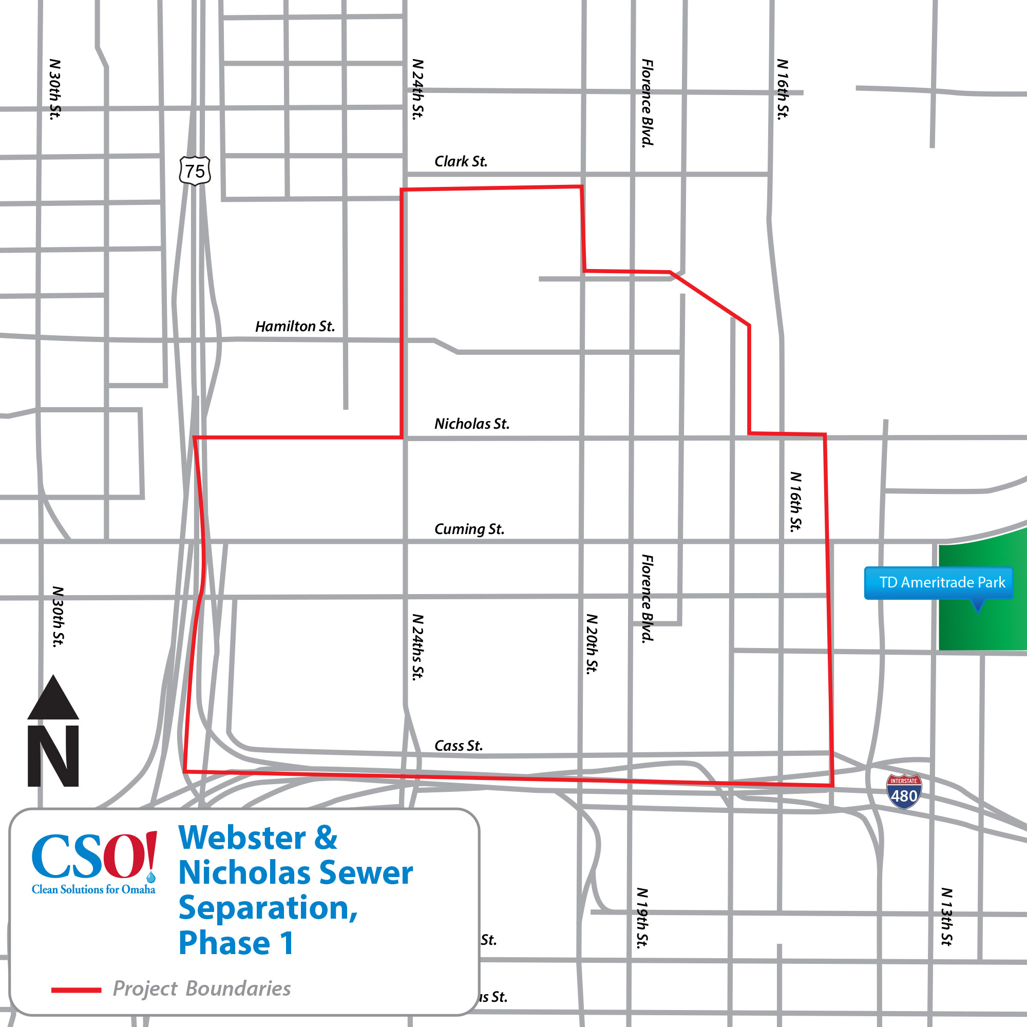 Project Map: Webster & Nicholas Sewer Separation, Phase 1