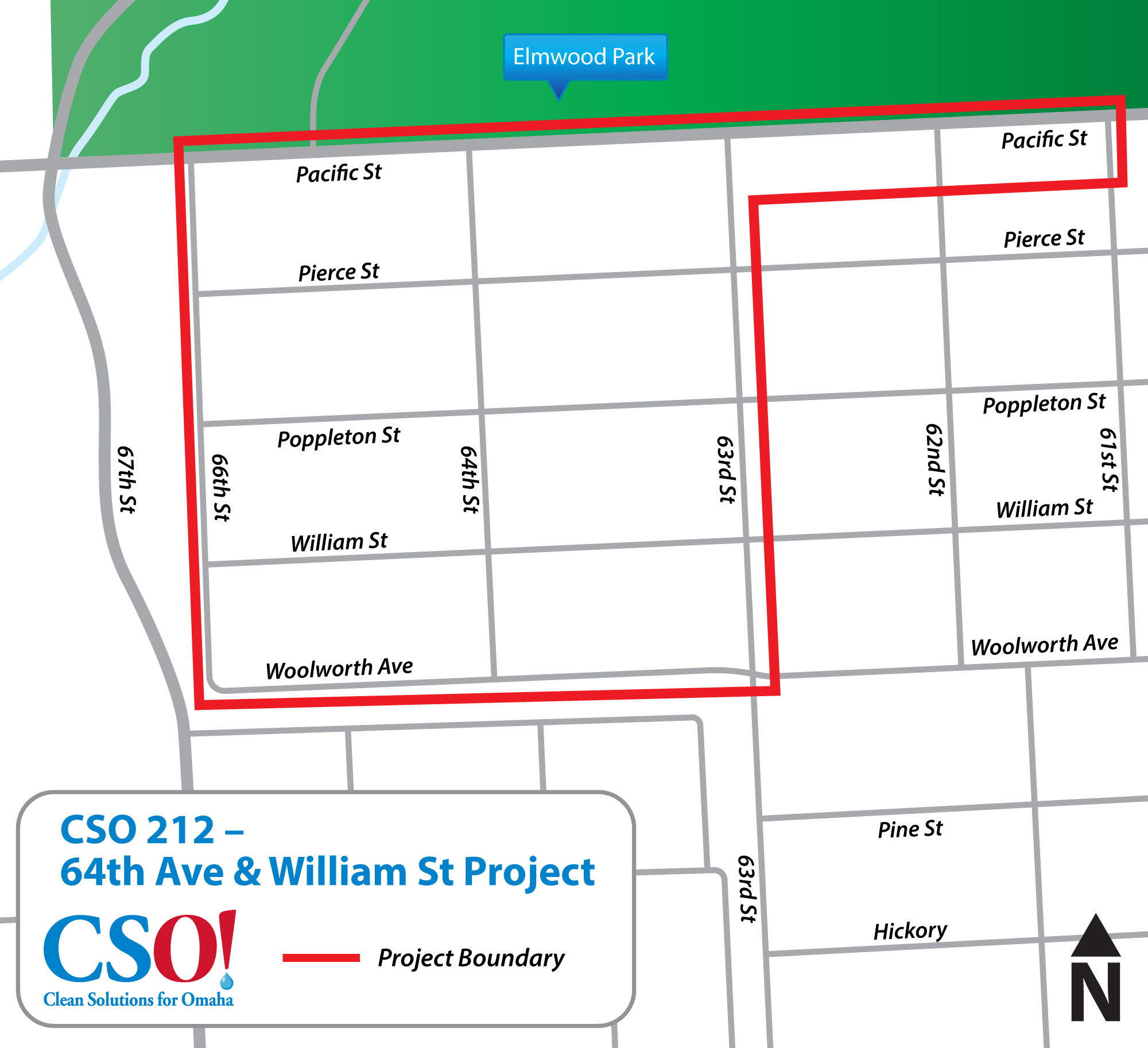 Project Map: Papillion Creek North 212 – 64th Avenue and William Street Project