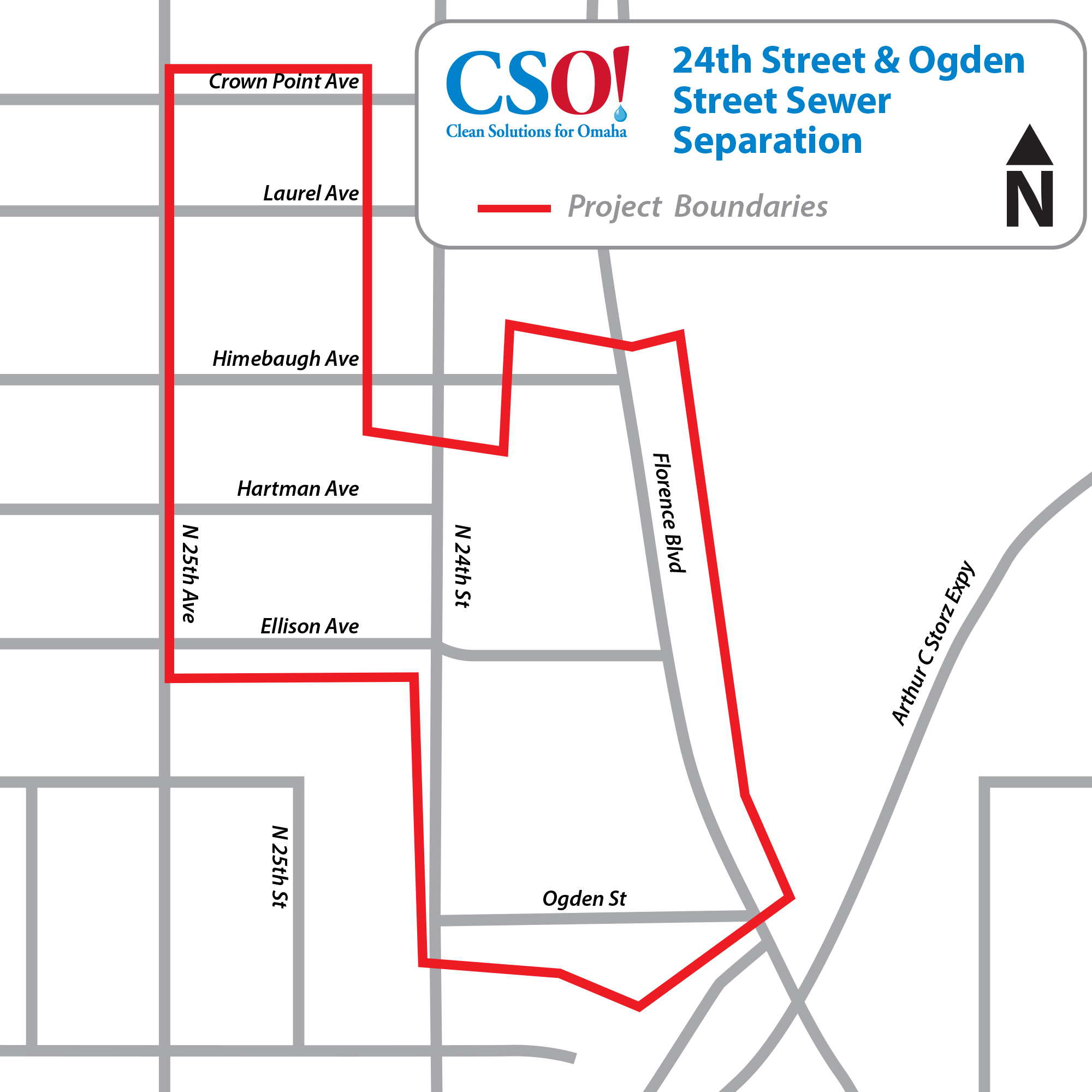 Project Map: 24th Street & Ogden Street Sewer Separation 